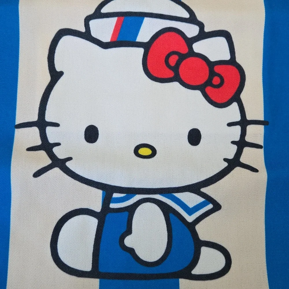 Hello Kitty Reusable Canvas Tote Blu Striped